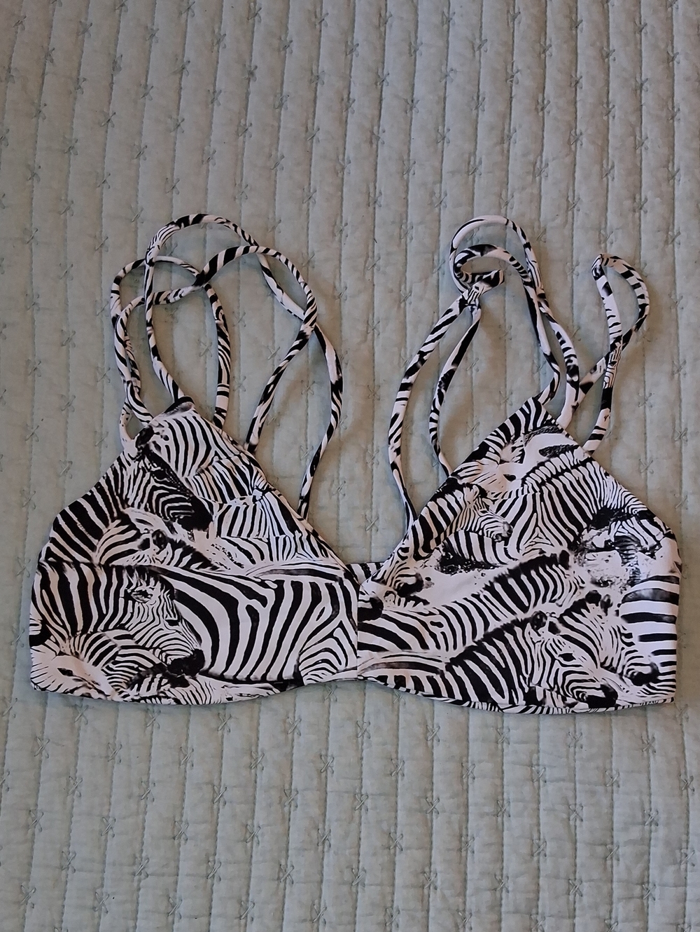Boys + Arrows Zebra Print Strappy Swim Top